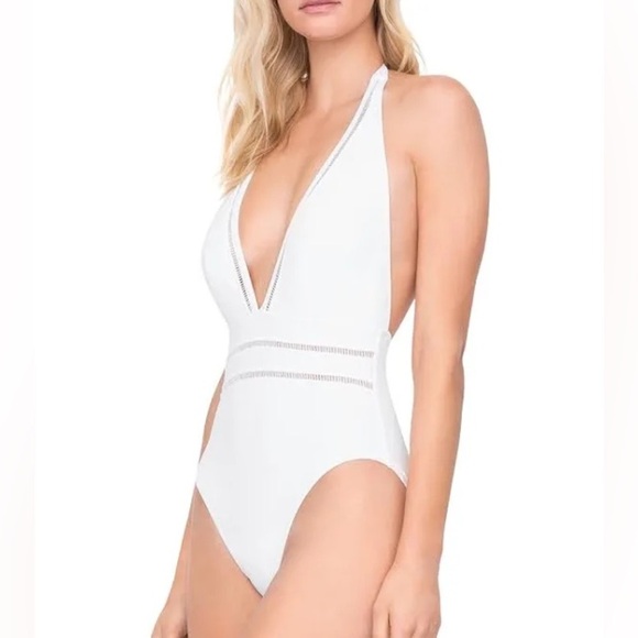 Gottex Finesse Halter One Piece Swimsuit in White. Size 10 - Picture 1 of 14